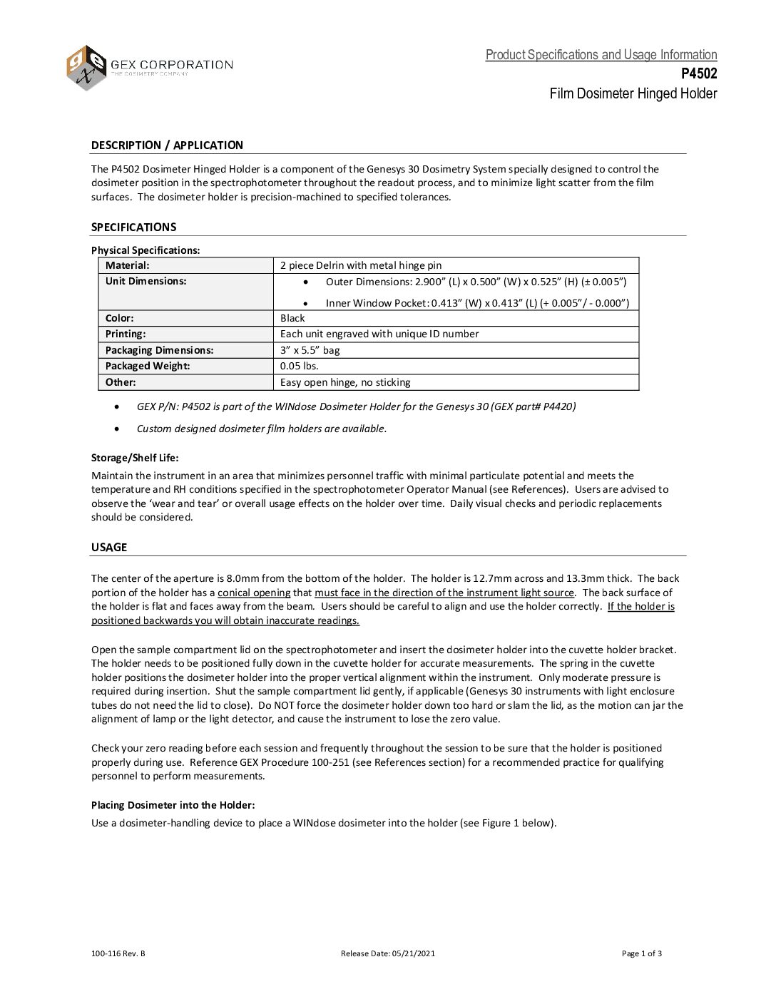 P4502 B3 Dosimeter Hinged Holder