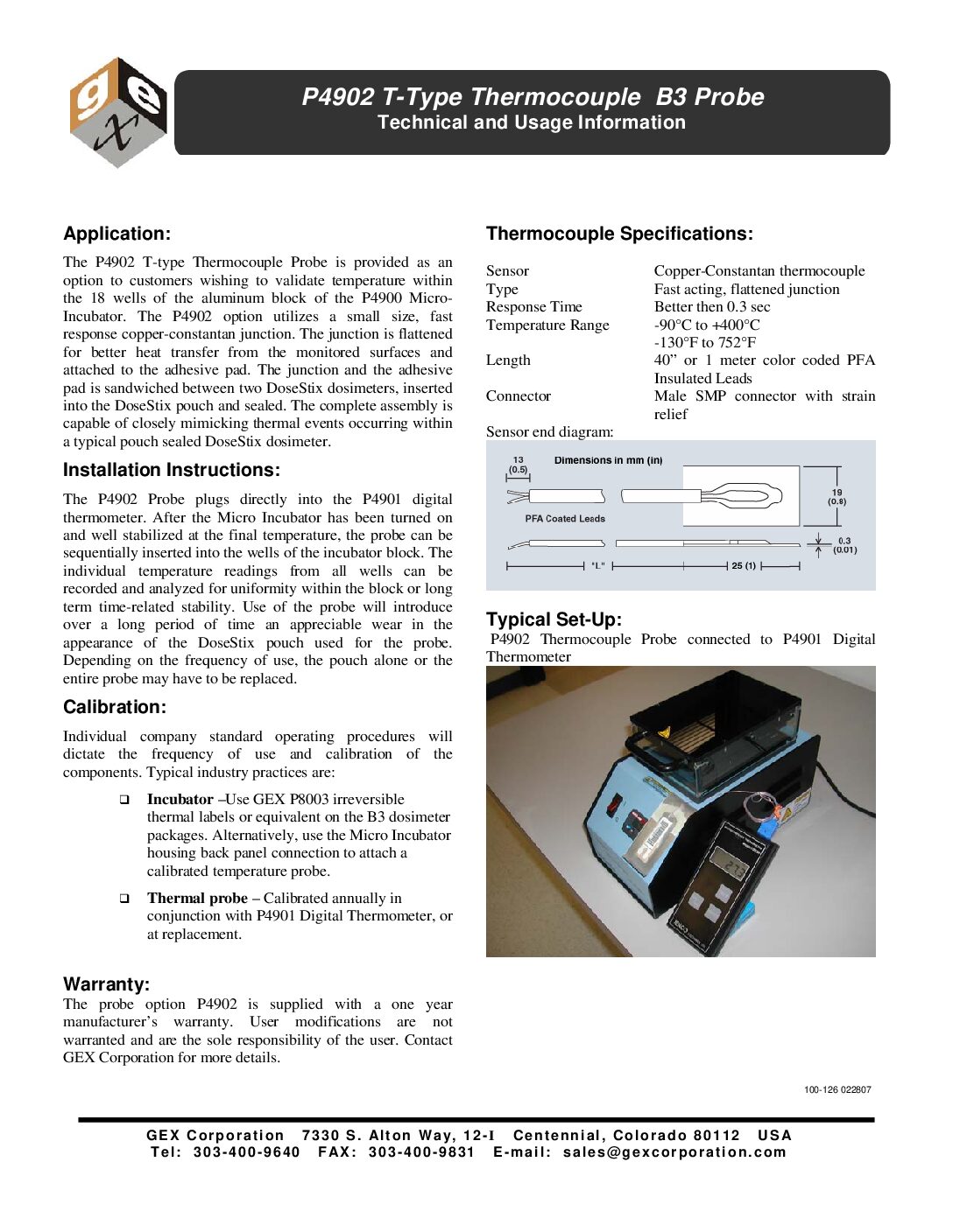 T-Type Thermocouple B3 Probe for Digital Thermometer