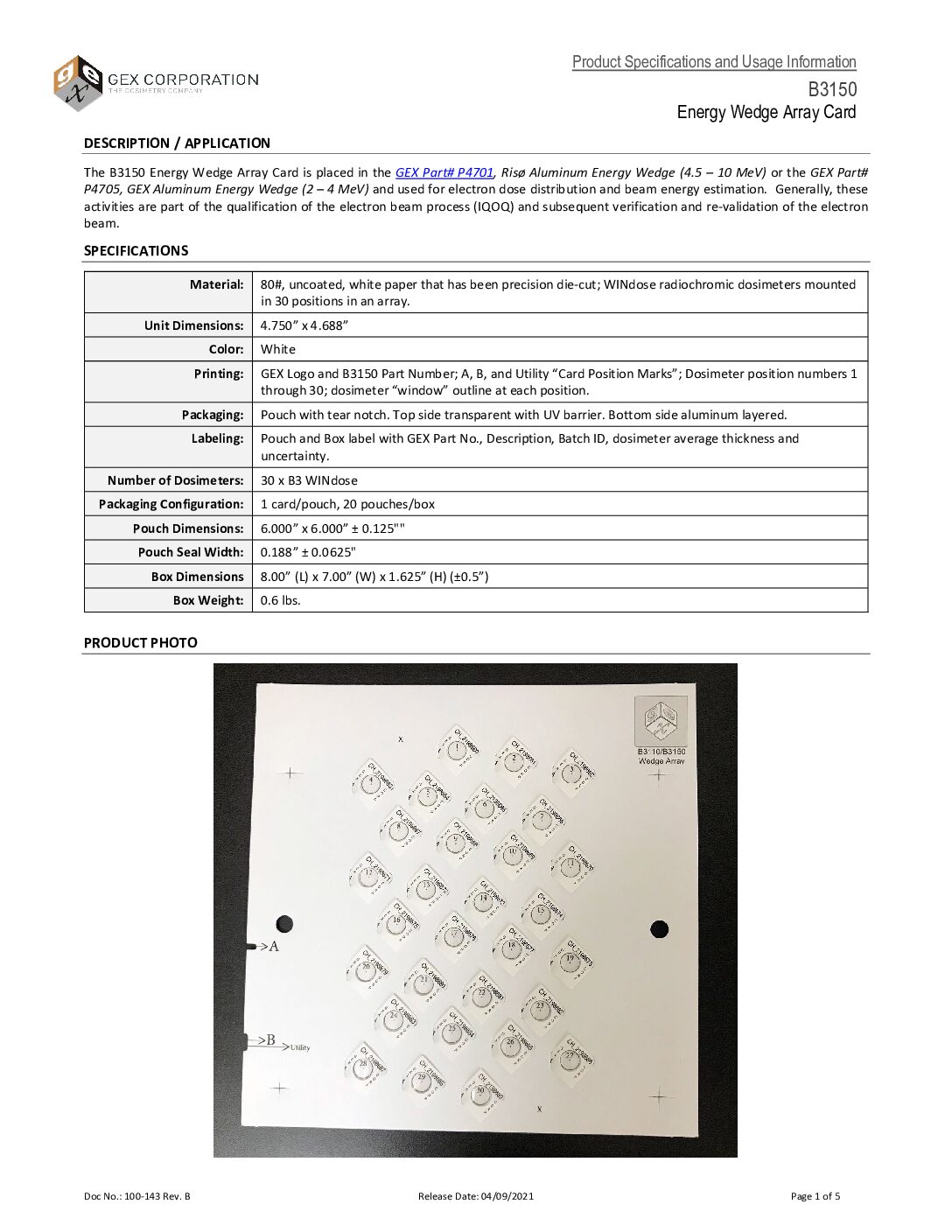 B3150 Energy Wedge Array Card