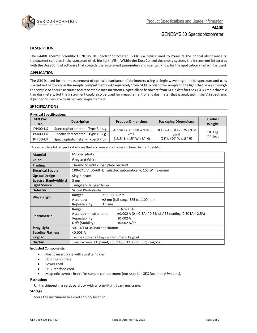 GENESYS 30 Spectrophotometer