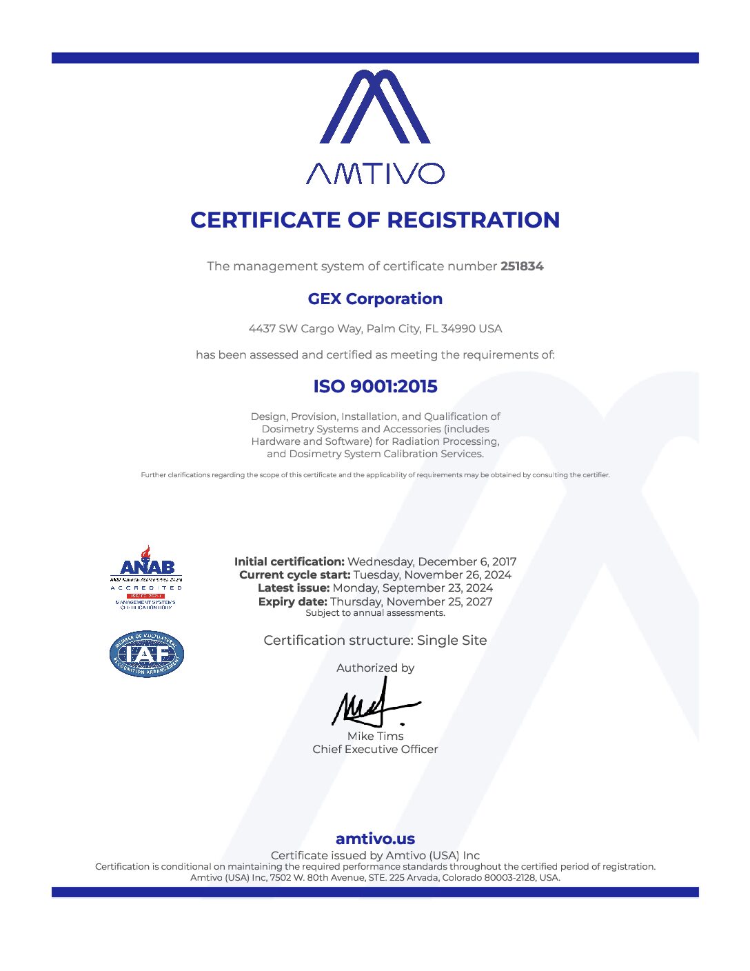 ISO 9001:2015 Certificate of Registration